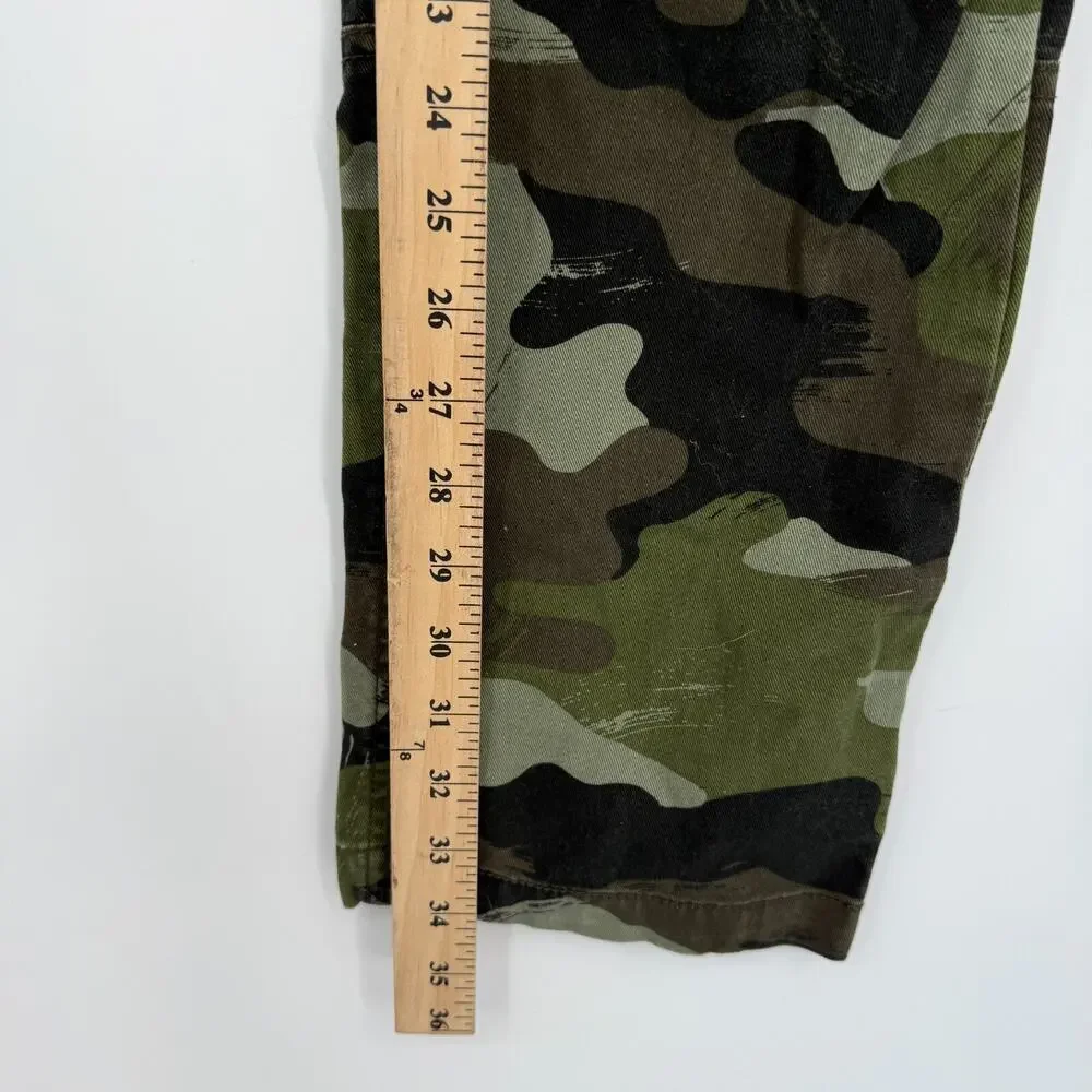 Y2K Cherokee Boys Camo Cargo Pants Sz 12 Green 100% Cotton Pockets Utility - Picture 3 of 8